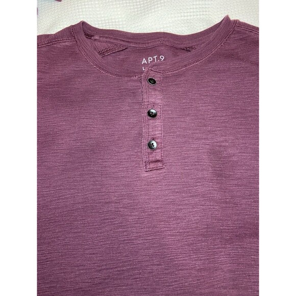 APT 9 Premier Flex Men's Long Sleeve Burgundy 1/4 button Shirt Sz L - Picture 5 of 6